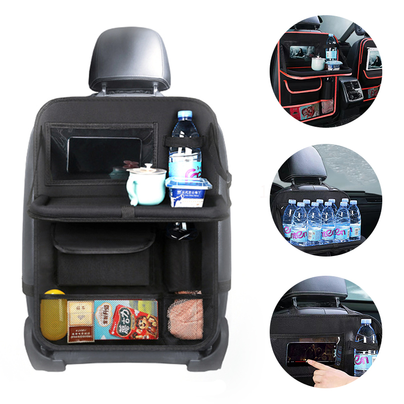 Tablet And Accessories Bag - Foldable Car Seats Organizer with Tray